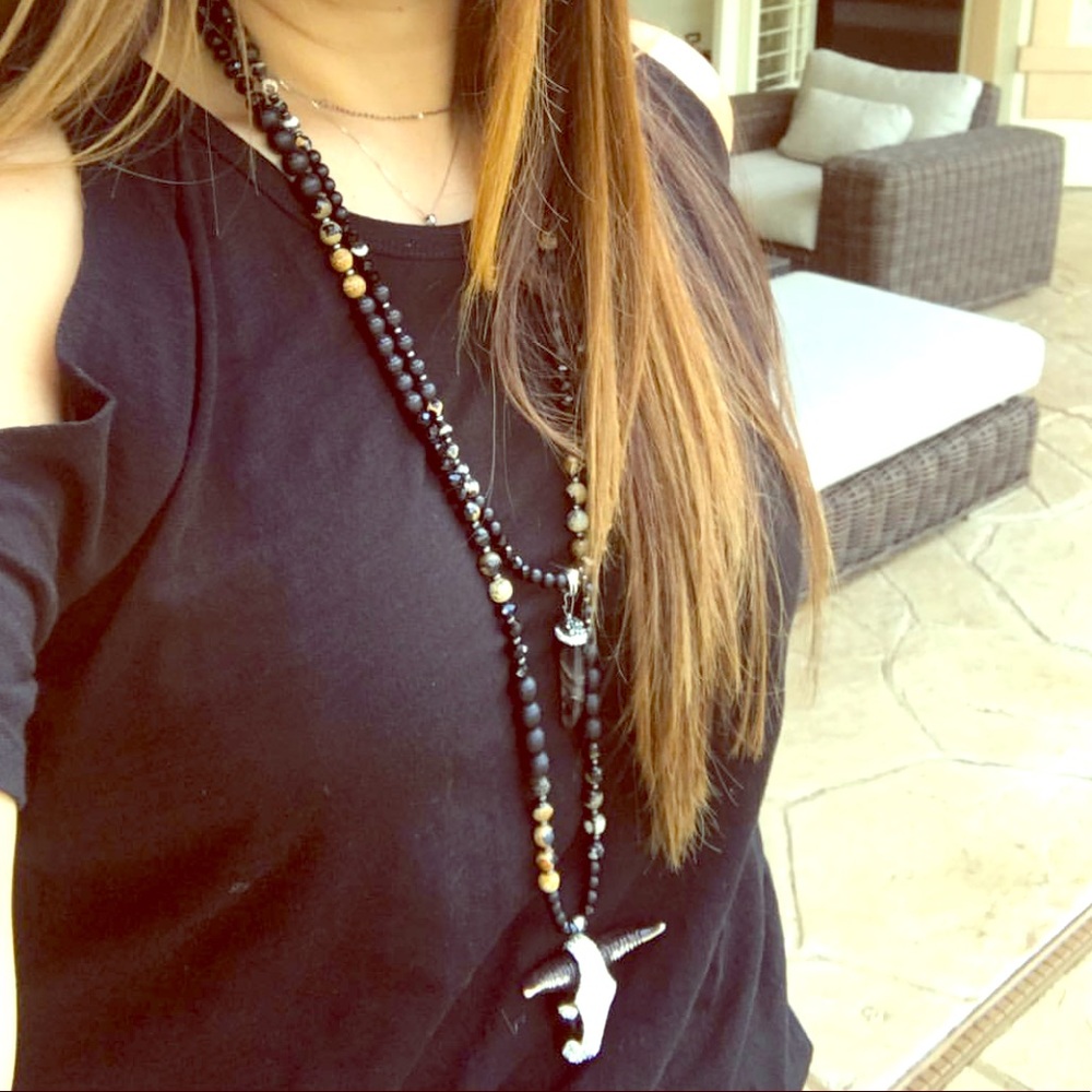 Beaded horse skull necklace